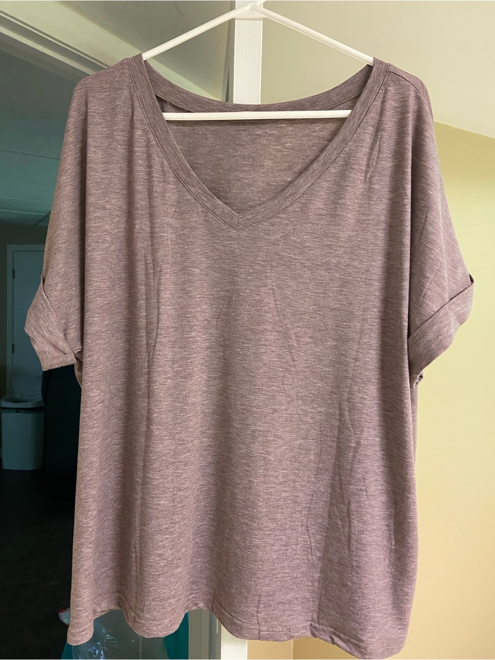Amazon Women's Short Sleeve V-Neck Tee in Mauve